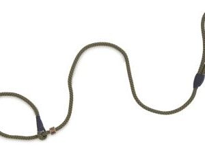 Retrieverkoppel Nylon Khaki Horn stopp Längd ca 150 cm Diameter 10 mm