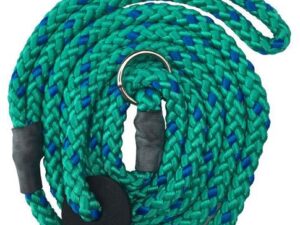 Retrieverkoppel Nylon Grön med blå prickar Längd ca 150 cm Diameter 8 mm