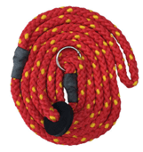 Retrieverkoppel Nylon Röd med gula prickar Längd ca 150 cm Diameter 8 mm