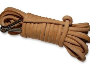 Spårlina 10 m 6 mm Läder rundade kanter Natur Snabbhake