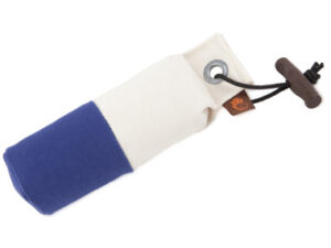 Tygdummy Ca 250 g Vit/blå Plasthandtag Totallängd utan handtag ca 19 cm Diameter ca 6 cm