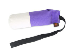 Tygdummy Ca 250 g Lila/vit Bandhandtag Totallängd utan handtag ca 19 cm Diameter ca 6 cm