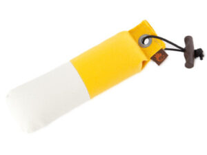 Tygdummy Ca 300 g Gul/vit Plasthandtag Totallängd utan handtag ca 23 cm Diameter ca 6 cm