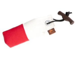 Tygdummy Ca 150 g Vit/röd Plasthandtag Totallängd utan handtag ca 15,5 cm Diameter ca 5 cm