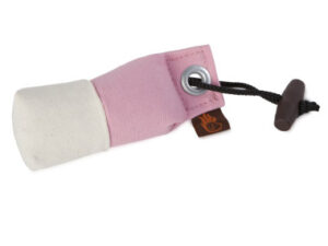 Tygdummy Ca 80 g Rosa/vit Plasthandtag Totallängd utan handtag ca 12 cm Diameter ca 4,5 cm