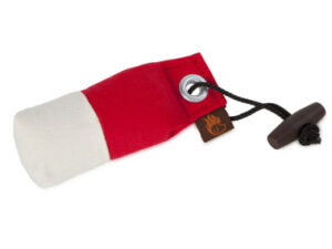 Tygdummy Ca 80 g Röd/vit Plasthandtag Totallängd utan handtag ca 12 cm Diameter ca 4,5 cm