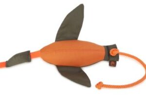 Fågel tygdummy Ca 600 g Orange/khaki Med vingar Totallängd utan handtag ca 36 cm Diameter ca 10 cm