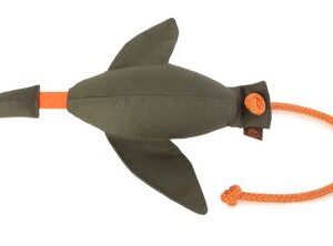 Fågel tygdummy Ca 400 g Khaki Med vingar Totallängd utan handtag ca 35 cm Diameter ca 8 cm