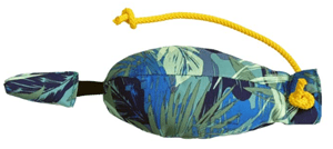 Fågel tygdummy Ca 500 g Blåmönstrad Utan vingar Totallängd utan handtag ca 36 cm