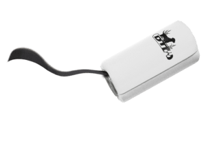 Dummy till apportkastare Vit tyg med svart streamer Längd ca 16 cm Diameter ca 8 cm DT